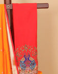 Mango yellow by red munia border paithani saree