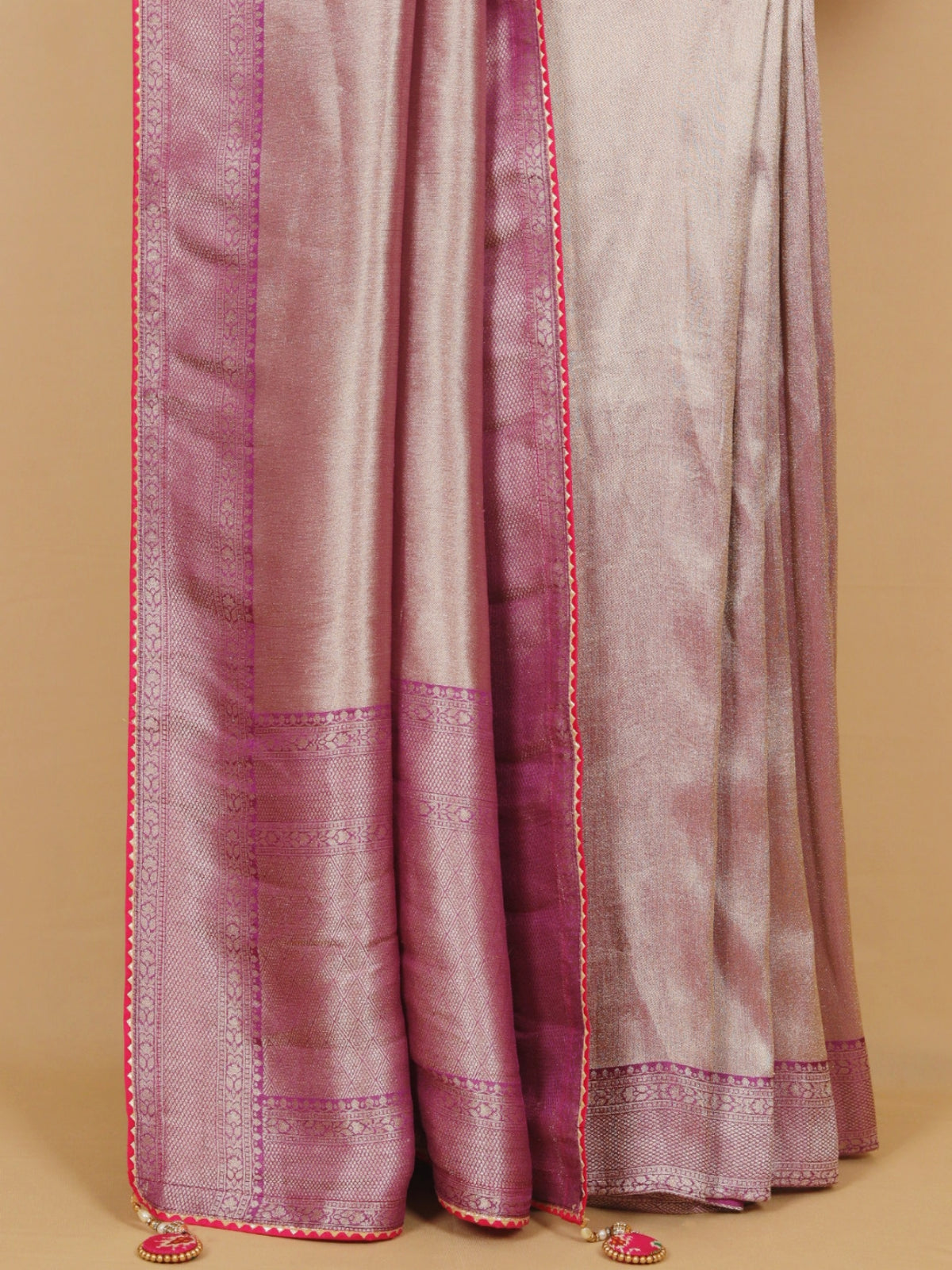 Light Purple Viscose Tissue Saree with Ready Made Blouse
