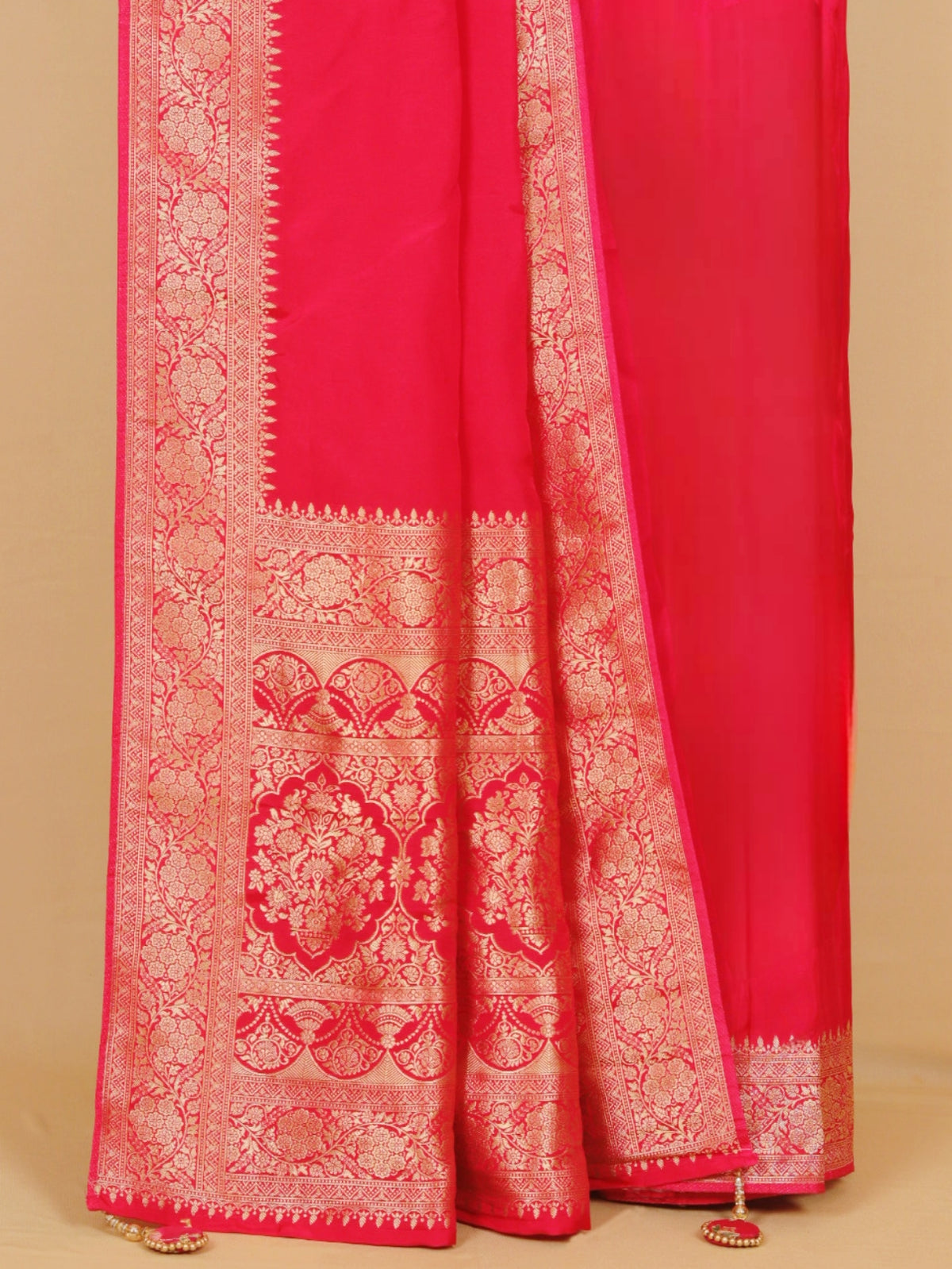 Red Viscose Saree with Embroidered Blouse