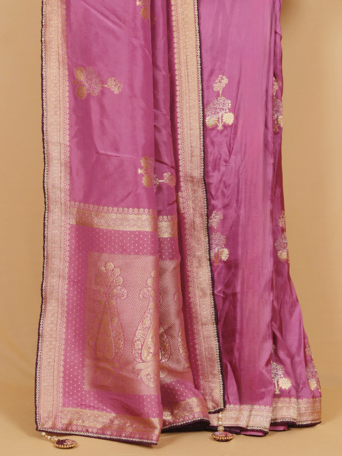 Gajari Viscose Plain Body Saree with Embroidered Blouse