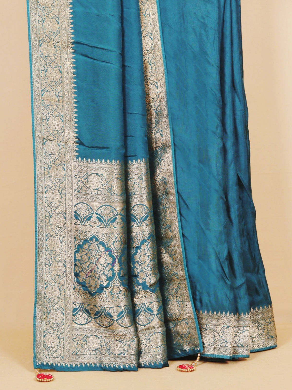 Blue Viscose Saree with Embroidered Blouse