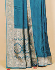 Blue Viscose Saree with Embroidered Blouse