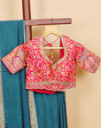 Blue Viscose Saree with Embroidered Blouse