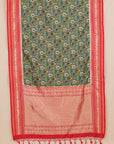 Green by red ikat blended silk patola saree