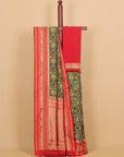 Green by red ikat blended silk patola saree