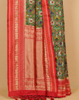 Green by red ikat blended silk patola saree