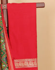 Green by red ikat blended silk patola saree