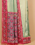 Mint Green with Magenta Patola Border Tissue Silk Saree