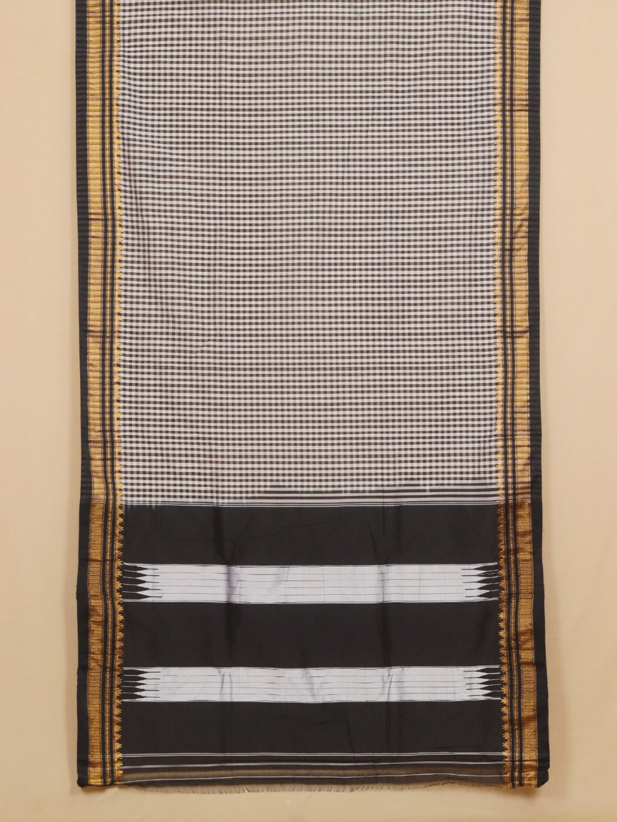 Black checks ilkal saree