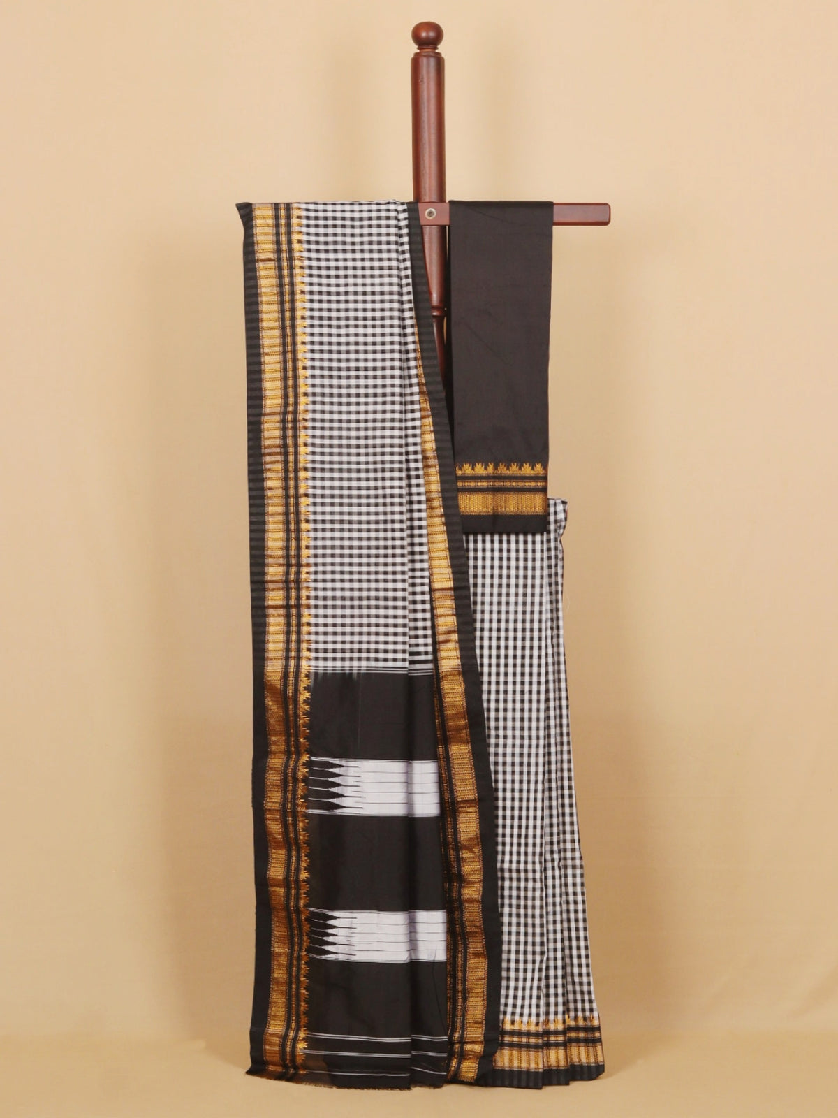 Black checks ilkal saree