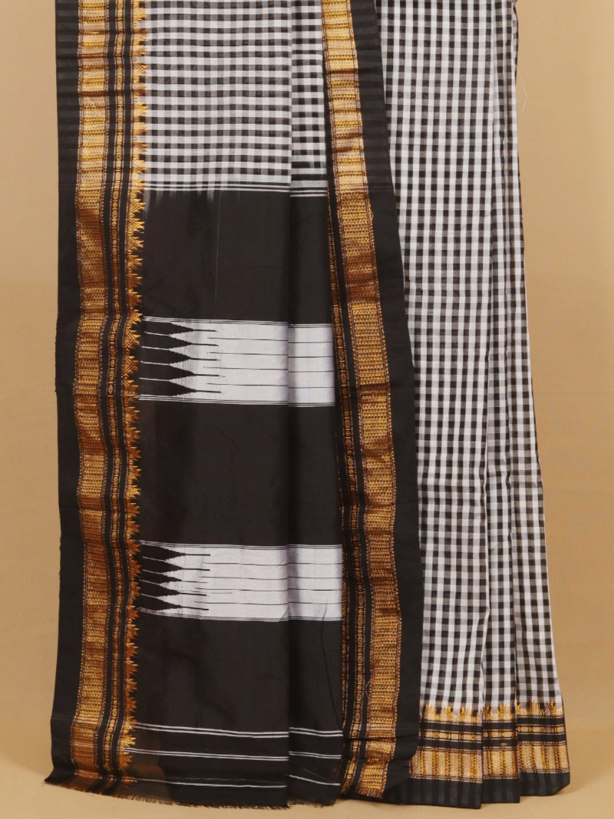 Black checks ilkal saree