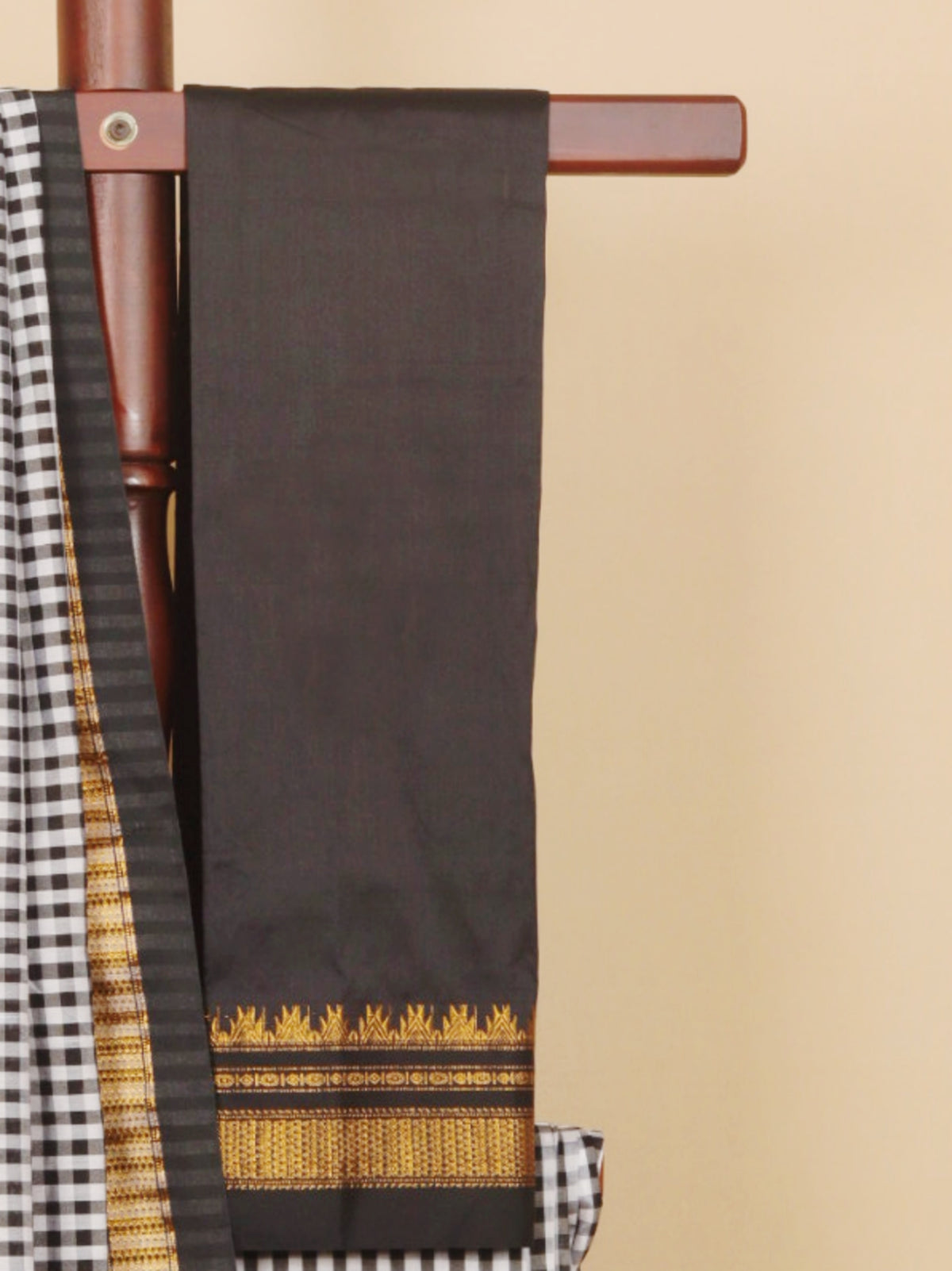 Black checks ilkal saree