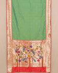 Two Toned Pista Green Munia Paithani Blended Silk Saree