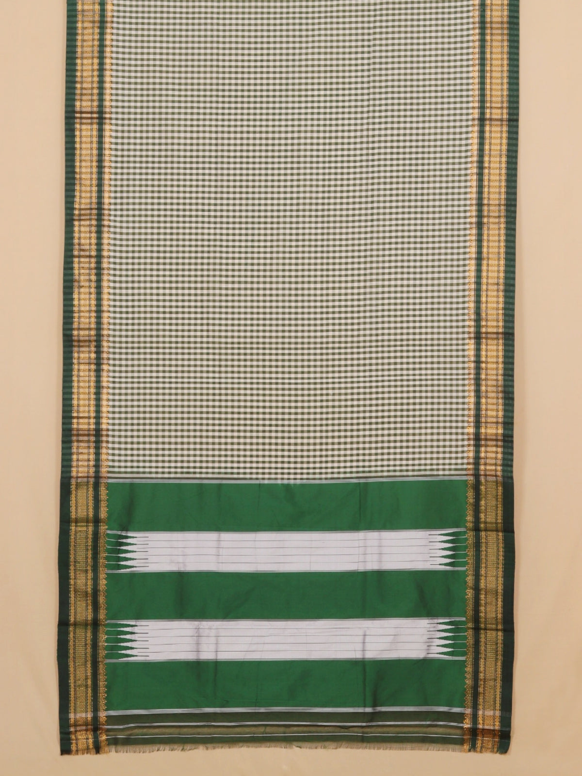 Green checks ilkal cotton saree