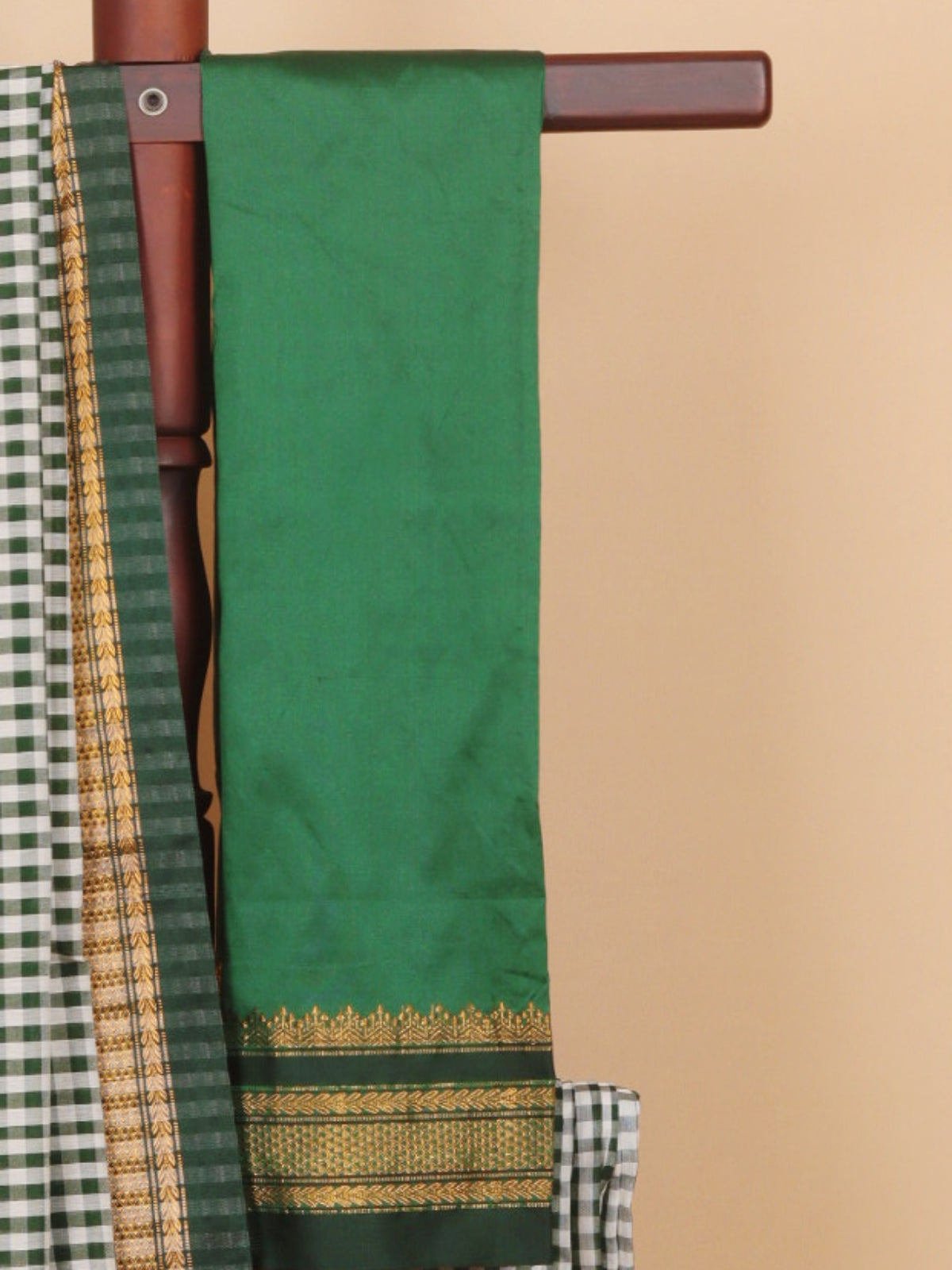 Green checks ilkal cotton saree