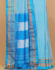 Peacock blue checks ilkal saree