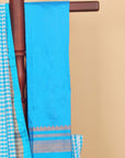 Peacock blue checks ilkal saree