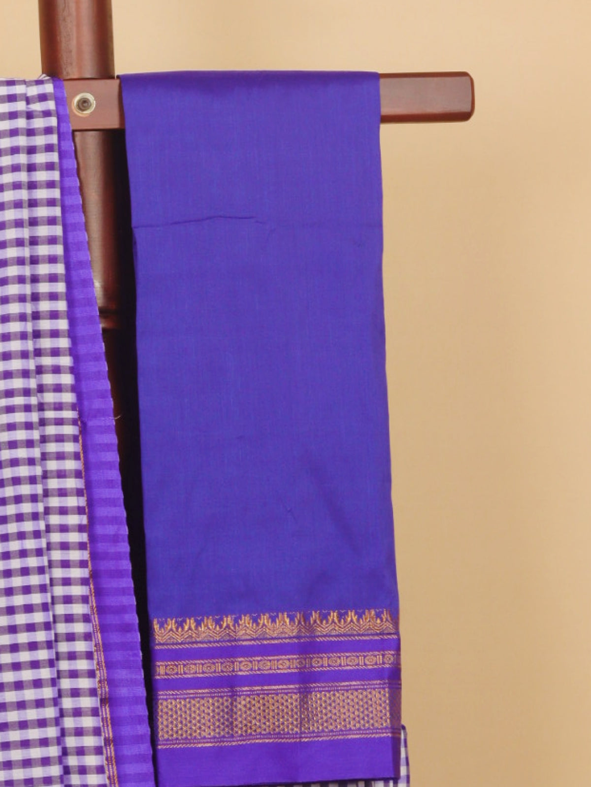 Purple checks ilkal cotton saree