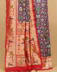 Navy Blue with Maroon Paithani Ikat Patola Saree