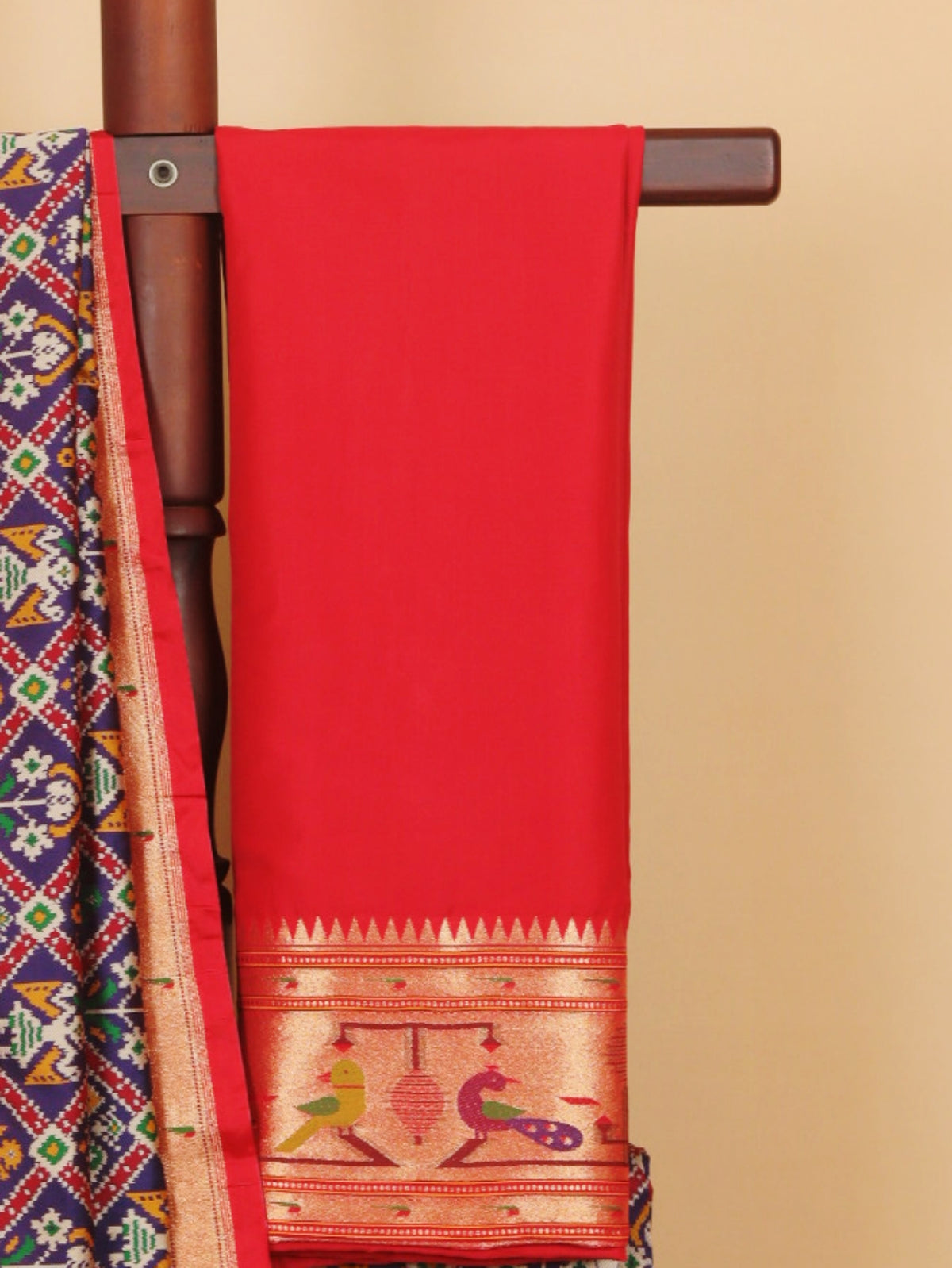 Navy Blue with Maroon Paithani Ikat Patola Saree