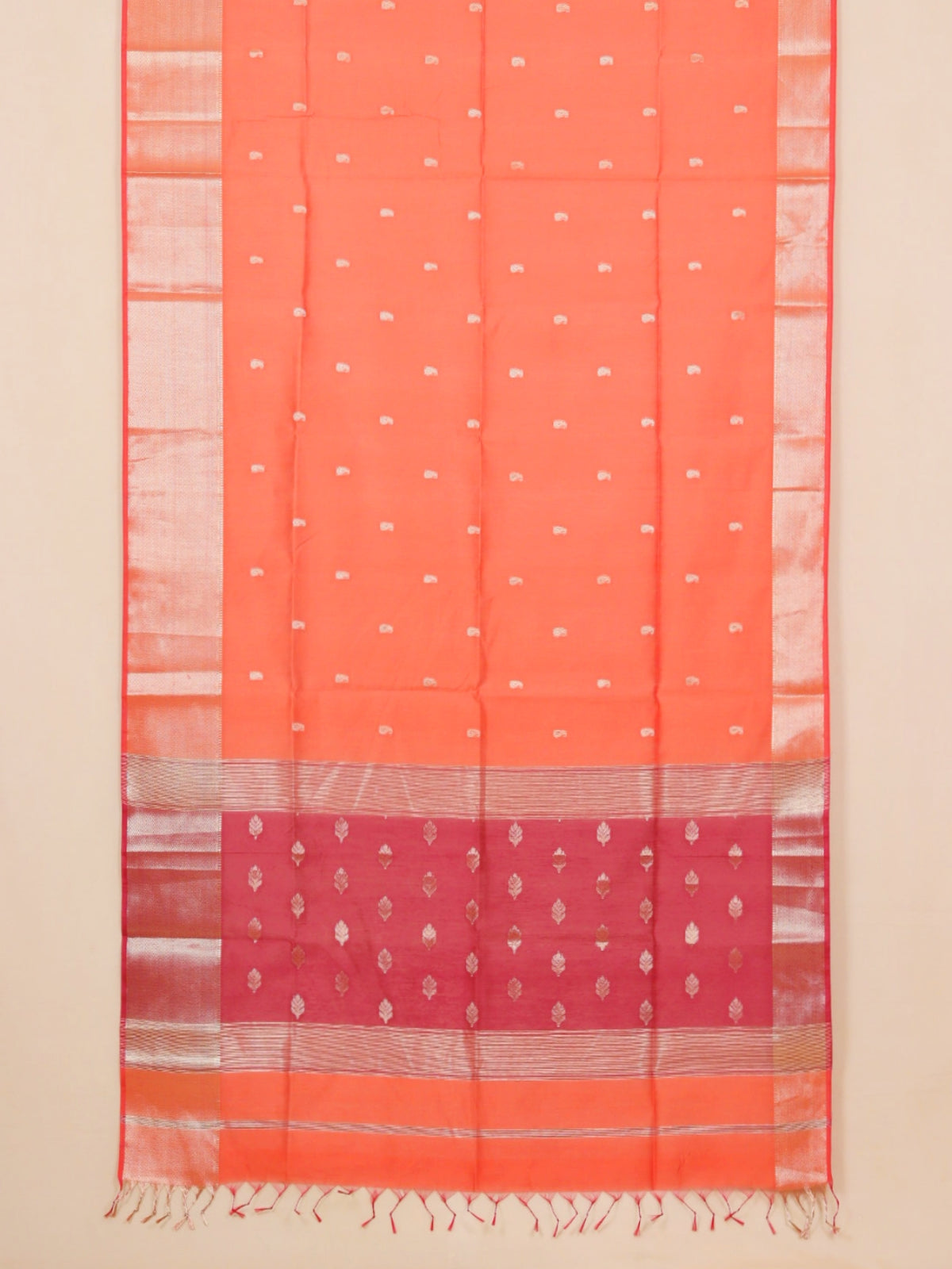 Brick rust maheshwari saree