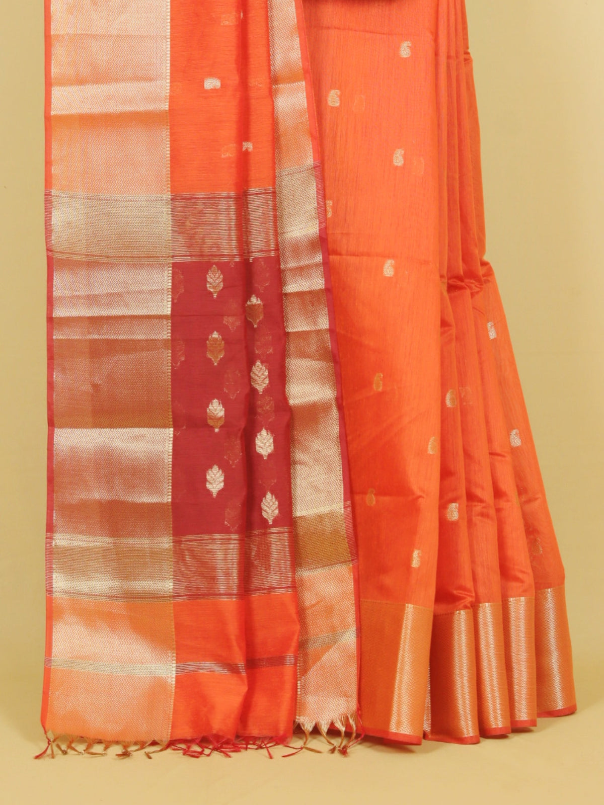 Brick rust maheshwari saree
