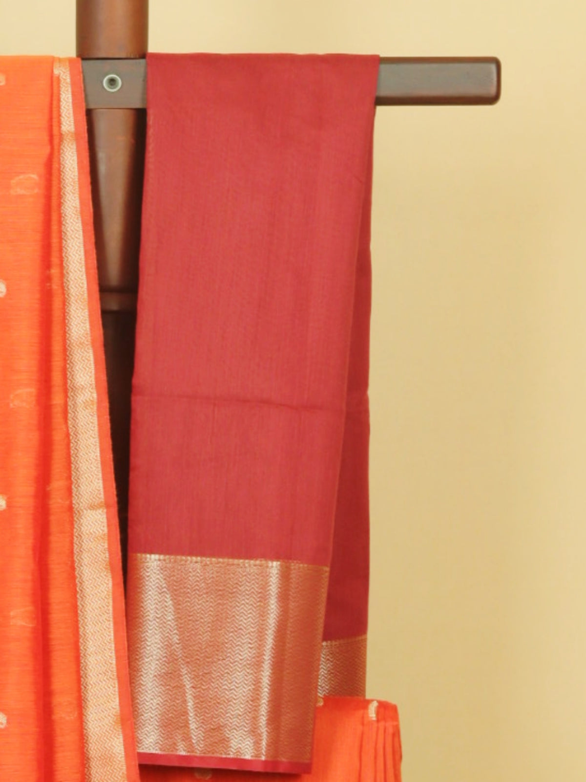 Brick rust maheshwari saree
