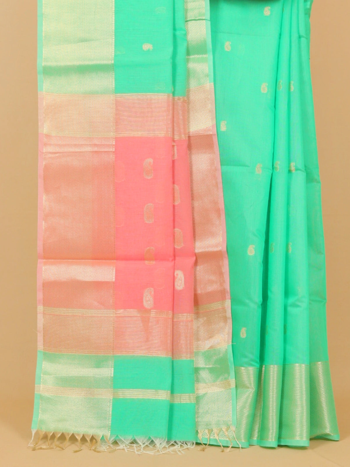 Sea green maheshwari saree