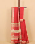Maroon self maheshwari saree