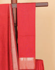 Maroon self maheshwari saree