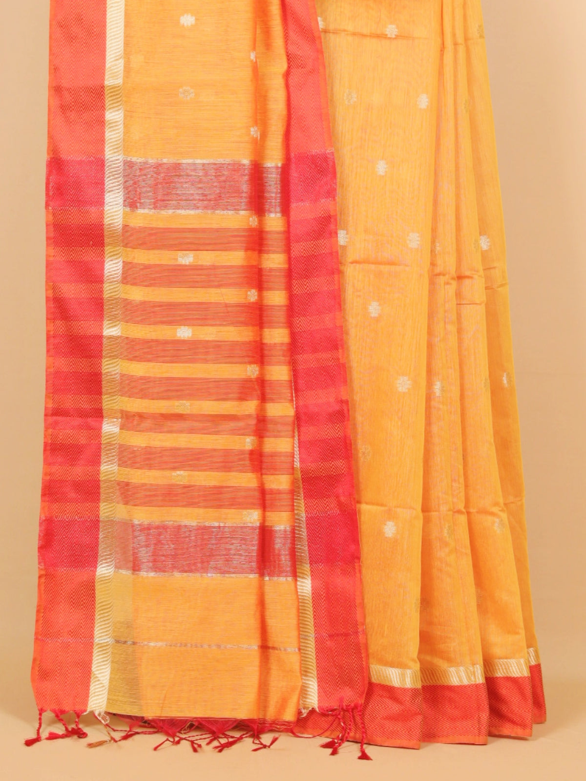 Mango yellow maheshwari saree