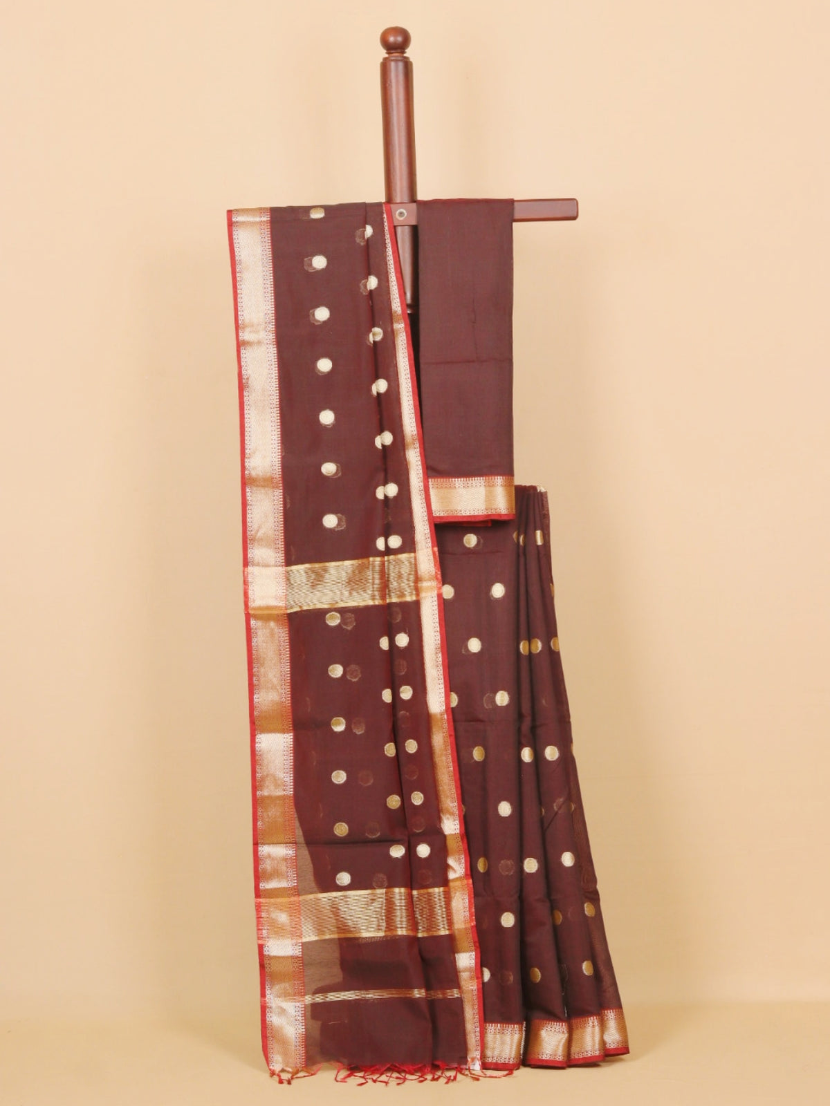 Dual tone maroon maheshwari saree