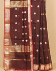 Dual tone maroon maheshwari saree