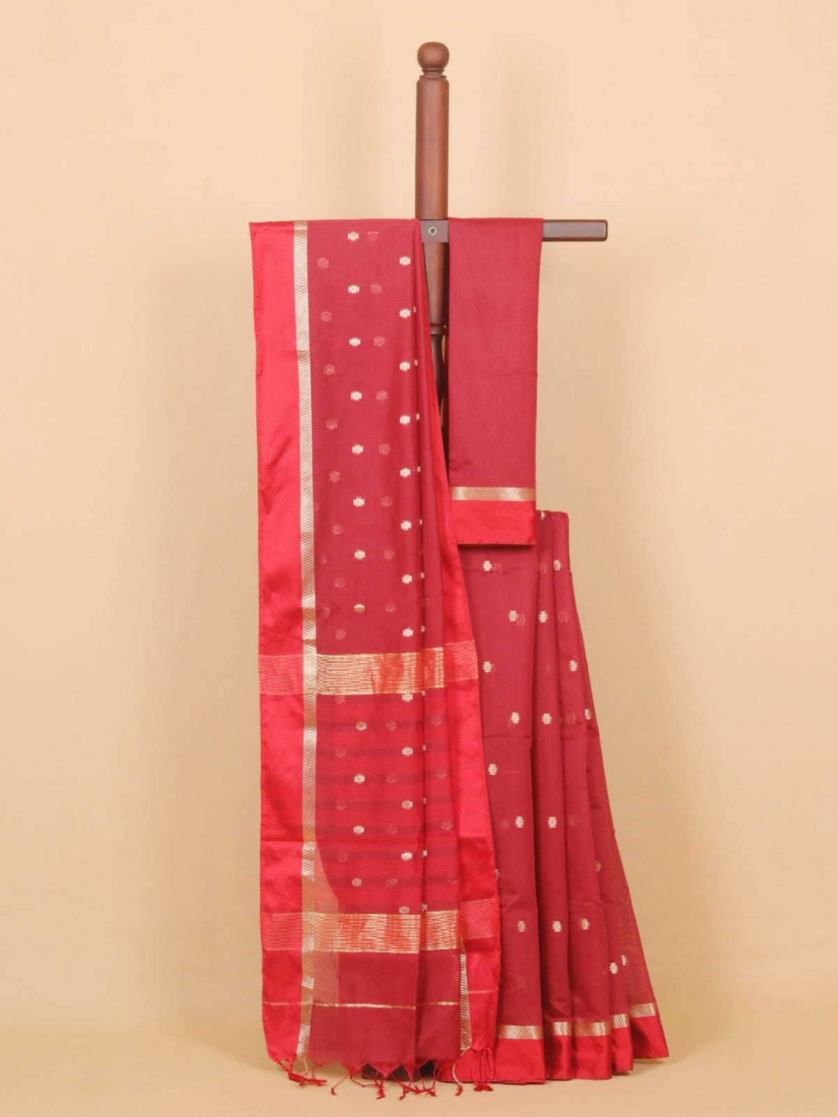 Maroon maheshwari saree