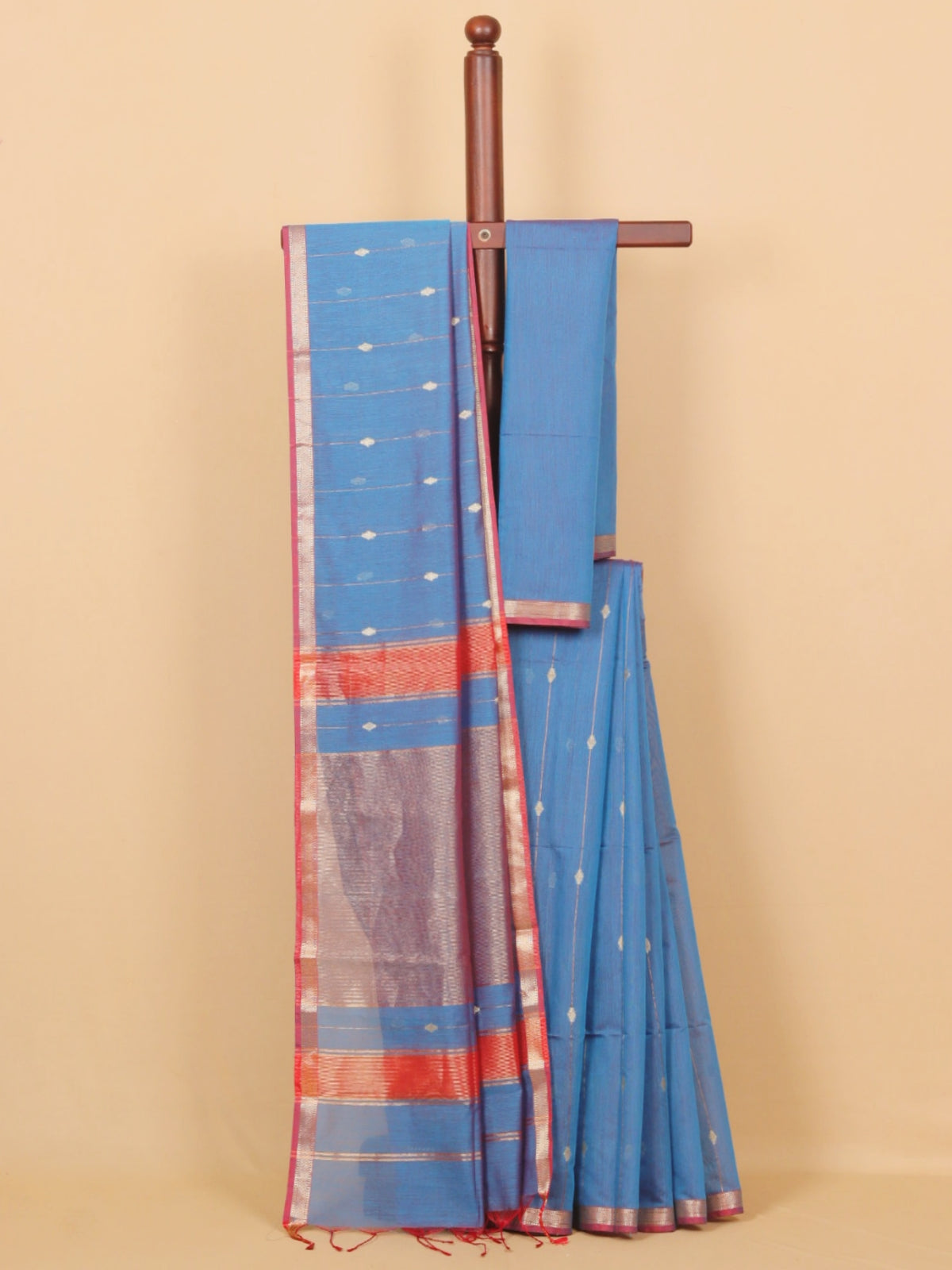 Dual tone blue maheshwari saree