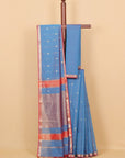 Dual tone blue maheshwari saree