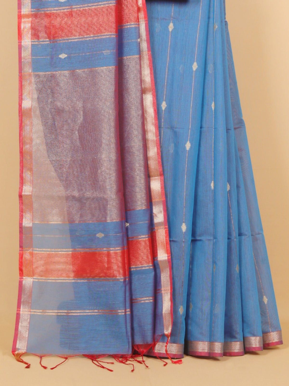 Dual tone blue maheshwari saree