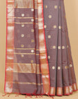 Dual tone reddish grey maheshwari saree