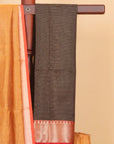 Dual tone mustard zari checks maheshwari saree