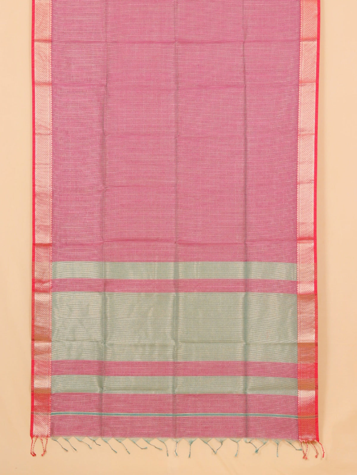 Dual tone magenta zari checks maheshwari saree
