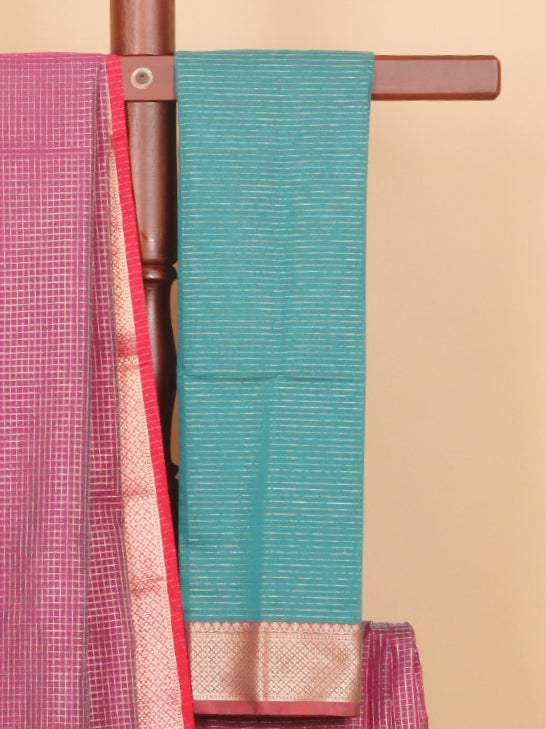 Dual tone magenta zari checks maheshwari saree