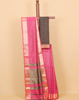 Gajari pink zari checks maheshwari saree