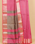 Gajari pink zari checks maheshwari saree