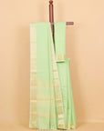 Pista green zari checks maheshwari saree