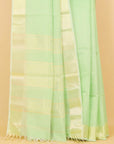 Pista green zari checks maheshwari saree