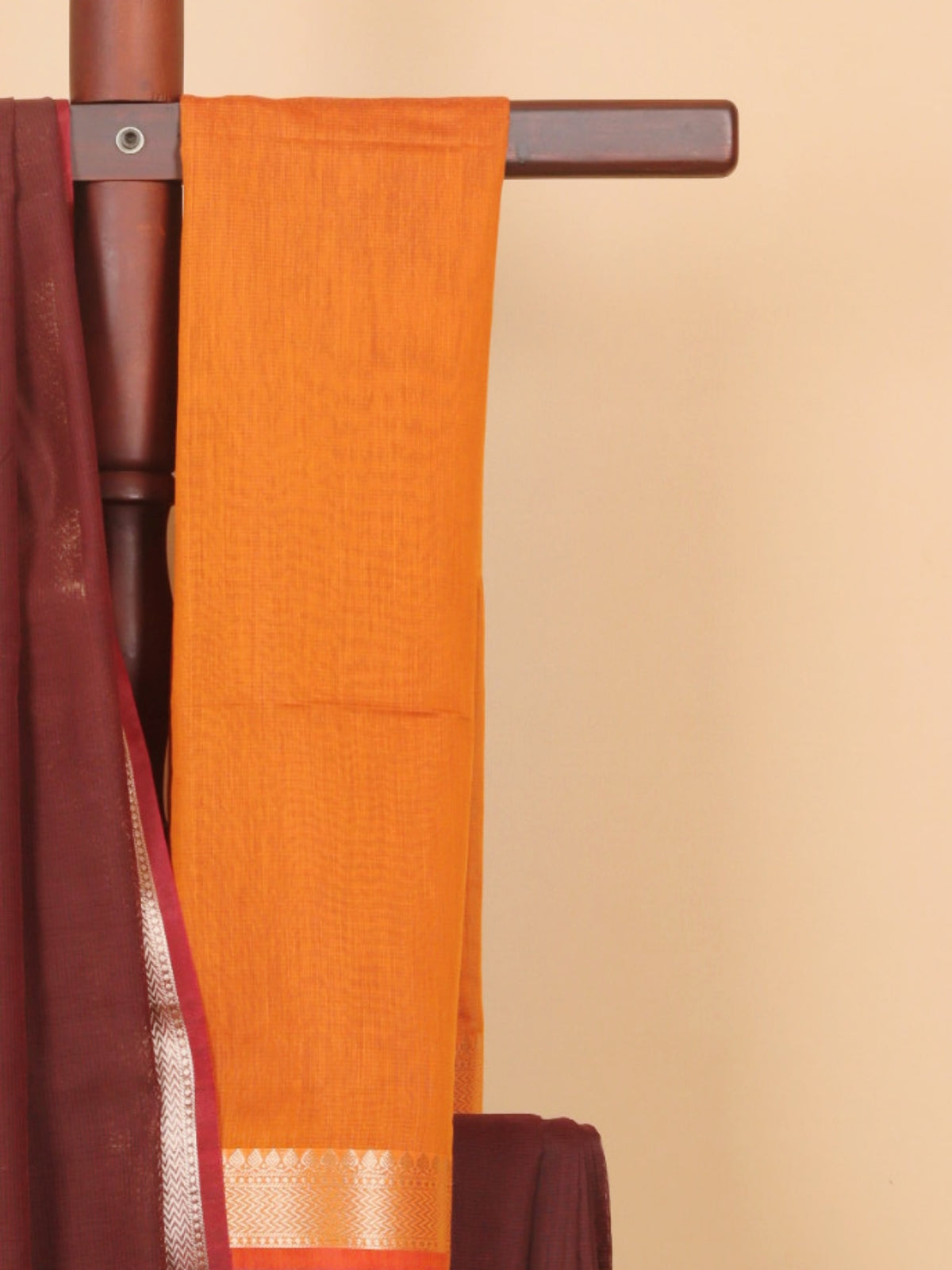 Brown maheshwari saree