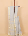 Light grey zari checks maheshwari saree