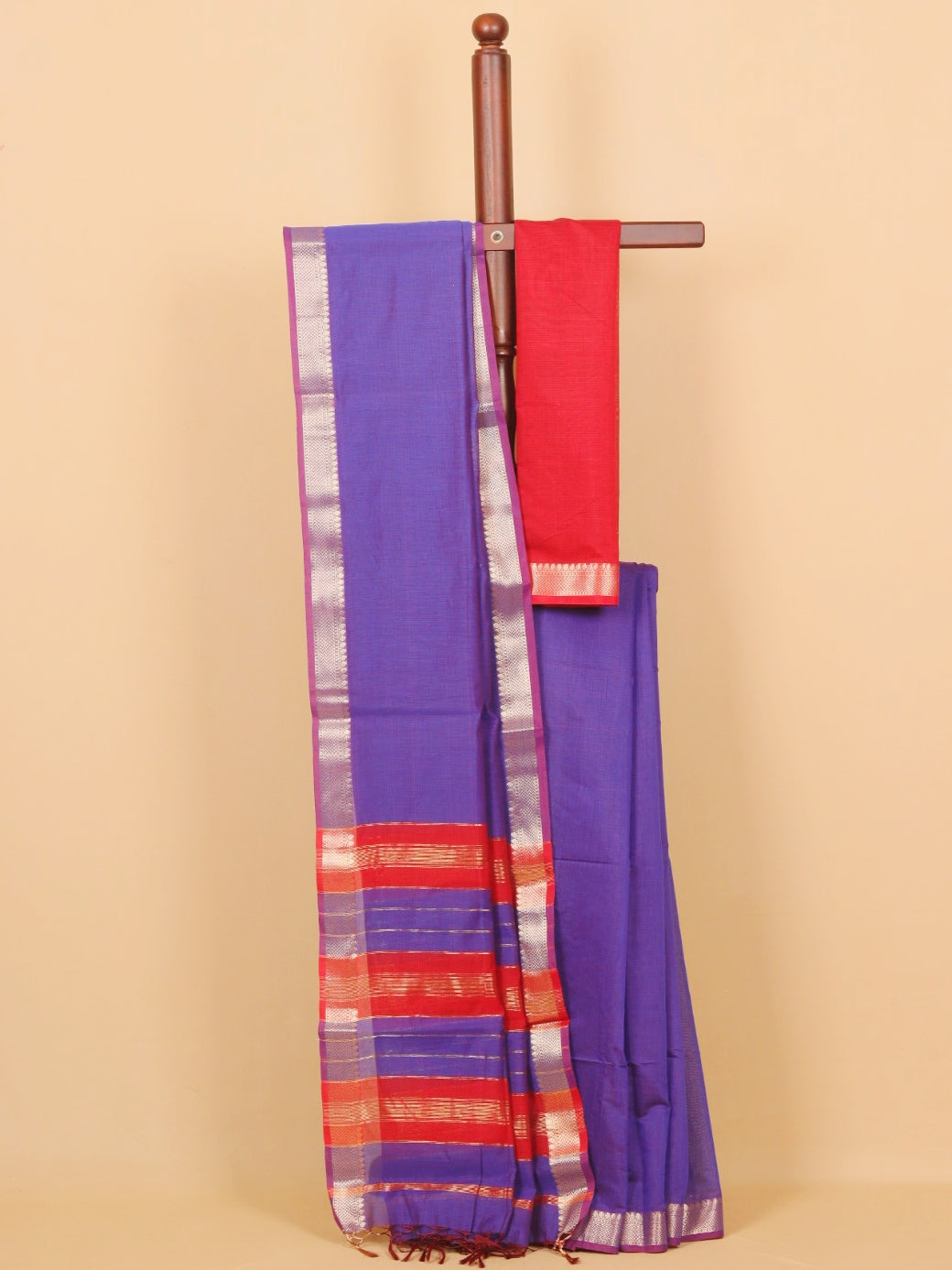 Royal blue maheshwari saree