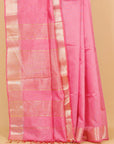 Gajari pink zari checks maheshwari saree