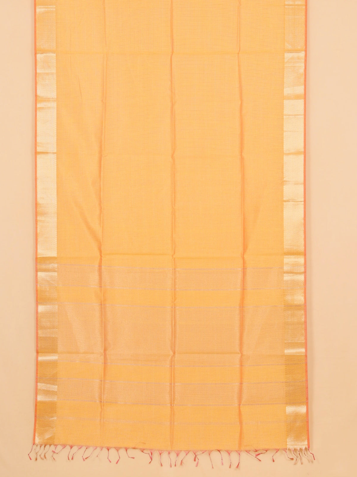 Mango yellow zari checks maheshwari saree